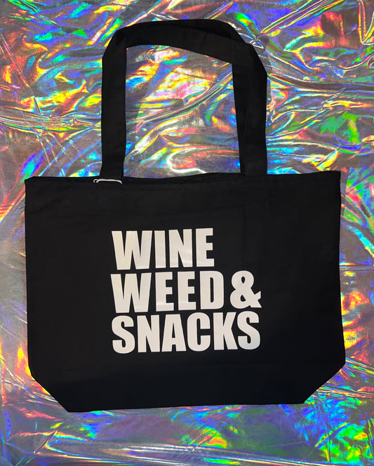 Wine Weed and Snacks Tote Bag